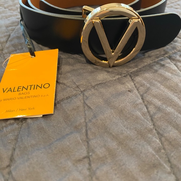 Valentino by Mario Valentino  Black/gold  Medium size  Leather  New with tags